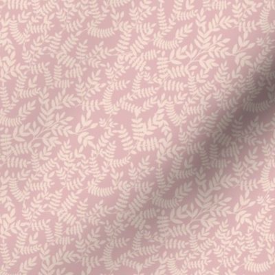 Folk art leaves in mauve pink for wallpaper