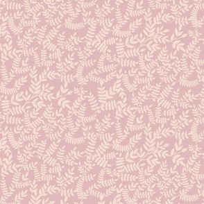 Folk art leaves in mauve pink for wallpaper