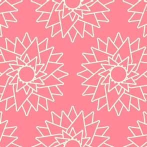 Abstract-water-lilly-with-beige-outlines-on-soft-vintage-pink-XL-jumbo