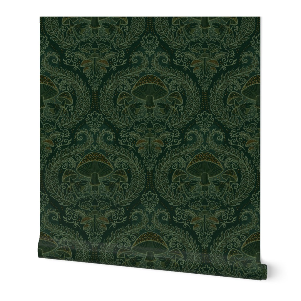 Frogs and Mushrooms Damask- Magic Forest- Medium