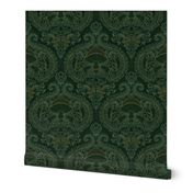 Frogs and Mushrooms Damask- Magic Forest- Medium