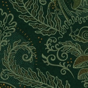 Frogs and Mushrooms Damask- Magic Forest- Medium