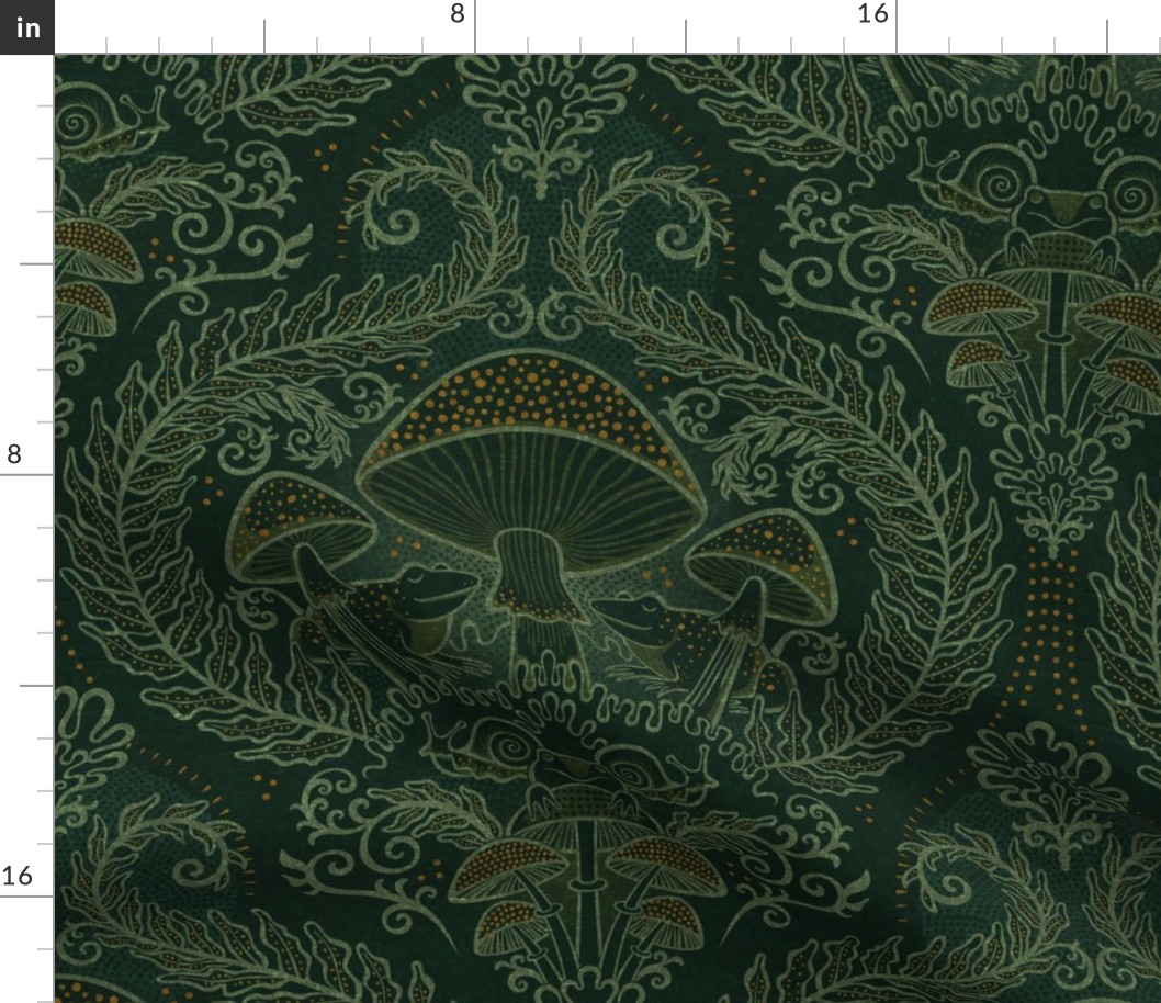 Frogs and Mushrooms Damask- Magic Forest- Medium