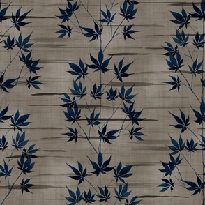 Japanese textured maple watercolor dark blue - large scale