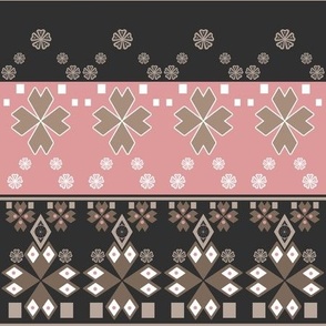 Striped geometric pattern Scandinavian ornament gray with pink