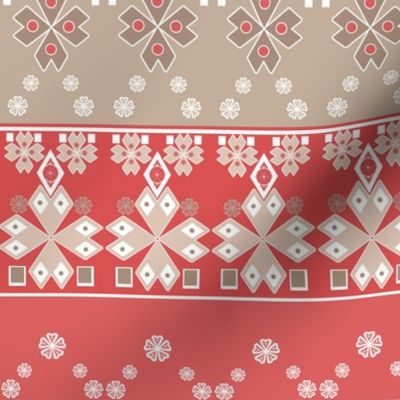  ornament ethnic stripes vertical coral, coffee, brown wallpaper