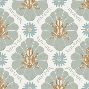 Playful Frogs & Teal Lilies Pattern
