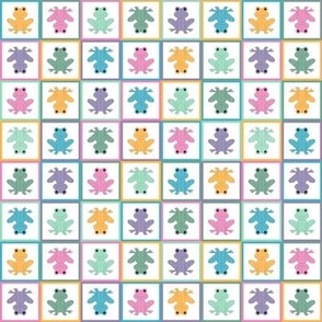 Colorful Frog Windowpane Grid in Pink, Blue, Mint, Green, Orange, Purple and White - Mini