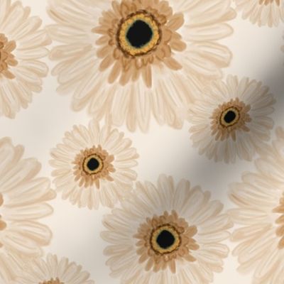 Painterly gerbera daisy in earthy neutral colors