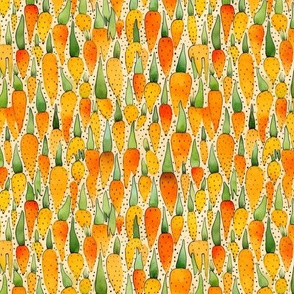green and orange watercolor carrots