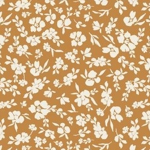 Two Tone Boho Floral (Mustard Yellow and Cream) (Small Scale / 5.25"/6")