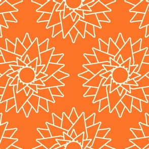 Abstract-water-lilly-with-beige-outlines-on-warm-vintage-orange-XL-jumbo