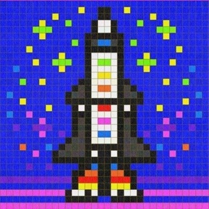 Rocket Ship Pixel Painting (Larger Size)