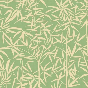 Cozy Garden with Bamboo - Minimalist Plants on Vintage Mint Green / Large