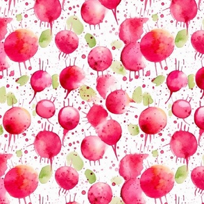 watercolor radishes in red white and green
