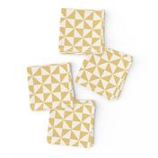 Quilt Pinwheel Pattern in Mustard Yellow and Ivory.