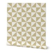 Quilt Pinwheel Pattern in Moss Green and Ivory.