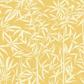 Cozy Garden with Bamboo - Minimalist Plants on Sunny Yellow / Large