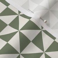 Quilt Pinwheel Pattern in Dark Evergreen Green and Ivory.