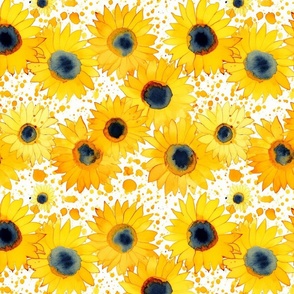watercolor yellow gold and gray splatter sunflowers