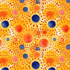 red orange and yellow gold splatter sunflowers in watercolor