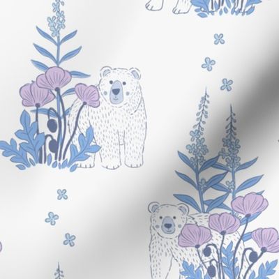 Medium, Cute Wildflower Bear in Cool Colors