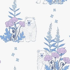 Medium, Cute Wildflower Bear in Cool Colors