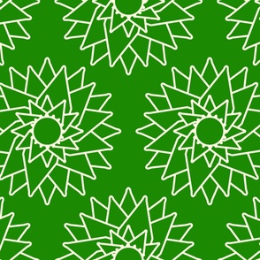 Abstract-water-lilly-with-beige-outlines-on-bright-vintage-green-XL-jumbo