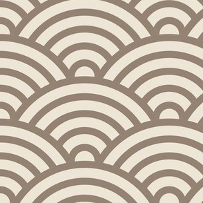 Retro Concentric Circle Waves - Neutral Tans