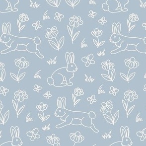 Spring Bunnies - Blue - Easter, Nursery Decor