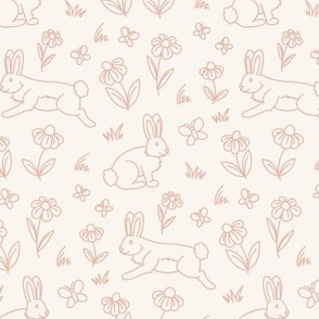 Spring Bunnies - Cream Peach - Easter, Nursery Decor