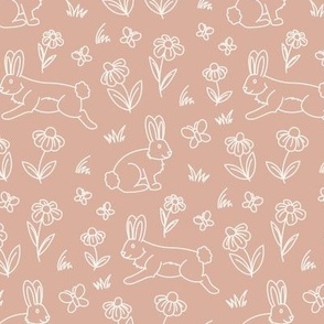 Spring Bunnies - Peach - Easter, Nursery Decor