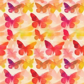 watercolor butterflies in red orange and yellow gold