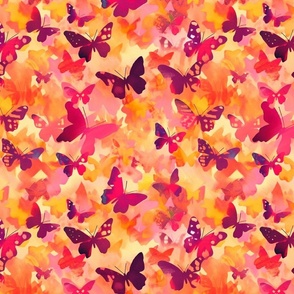 purple red and gold orange watercolor butterflies