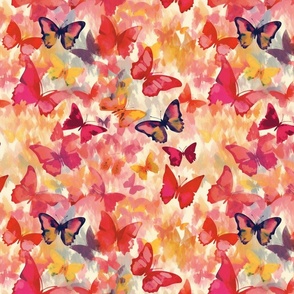 red pink and orange watercolor butterflies