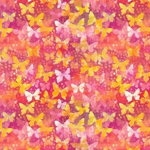 pink red and yellow orange gold watercolor butterflies