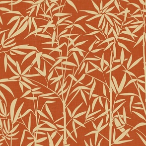 Garden with Bamboo - Exotic Plants in Rust and Cream Shades / Large