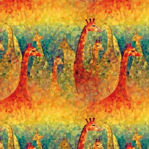 orange gold and red green watercolor giraffes