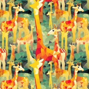 watercolor giraffes in orange gold and yellow green