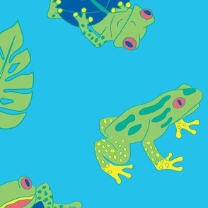 'Frog Island' Year of the Frog on Bright Blue Large Scale