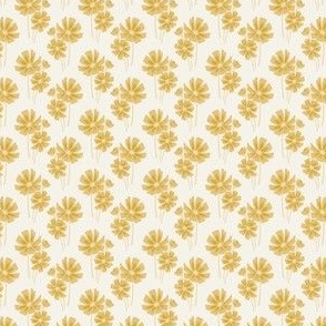 Boho Tiny Floral Half Drop Pattern in Mustard Yellow and Ivory.