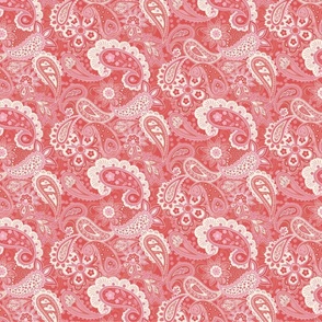 Flower Power & Hearts Valentine's Paisley | red, pink and white | 12