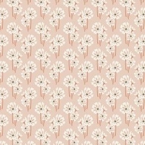 Boho Tiny Floral Half Drop Pattern in Ivory and Pink.