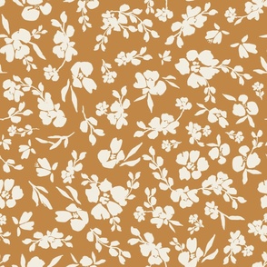 Two Tone Boho Floral (Mustard Yellow and Cream) (Jumbo Scale / 24")
