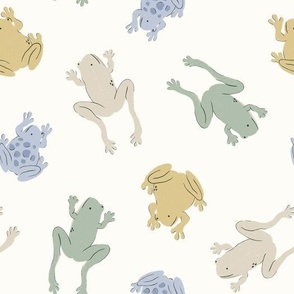 Whimsical Frog Frenzy: Colorful Pond Life Pattern for Nature Lovers