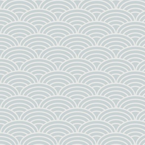 Soft Grey Scallop Waves, minimal geometric fish scale in neutral gray