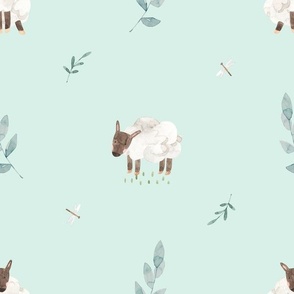 Sheep, Neutral Baby Nursery (soft mint-9)