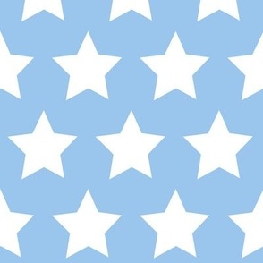 Large Fourth of July white stars on Light Blue USA patriotic