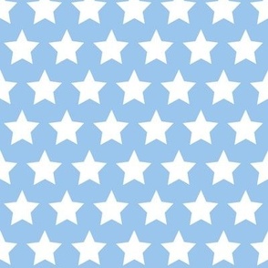 Medium Fourth of July white stars on Light Blue USA patriotic