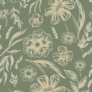 Boho Fall Flowers in Ivory and Green.